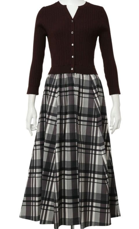 【新品】ジャスグリッティー　長袖チェックスカートドッキングワンピース