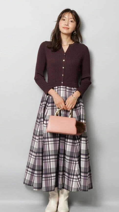 【新品】ジャスグリッティー　長袖チェックスカートドッキングワンピース