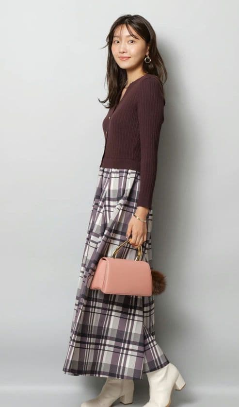 【新品】ジャスグリッティー　長袖チェックスカートドッキングワンピース