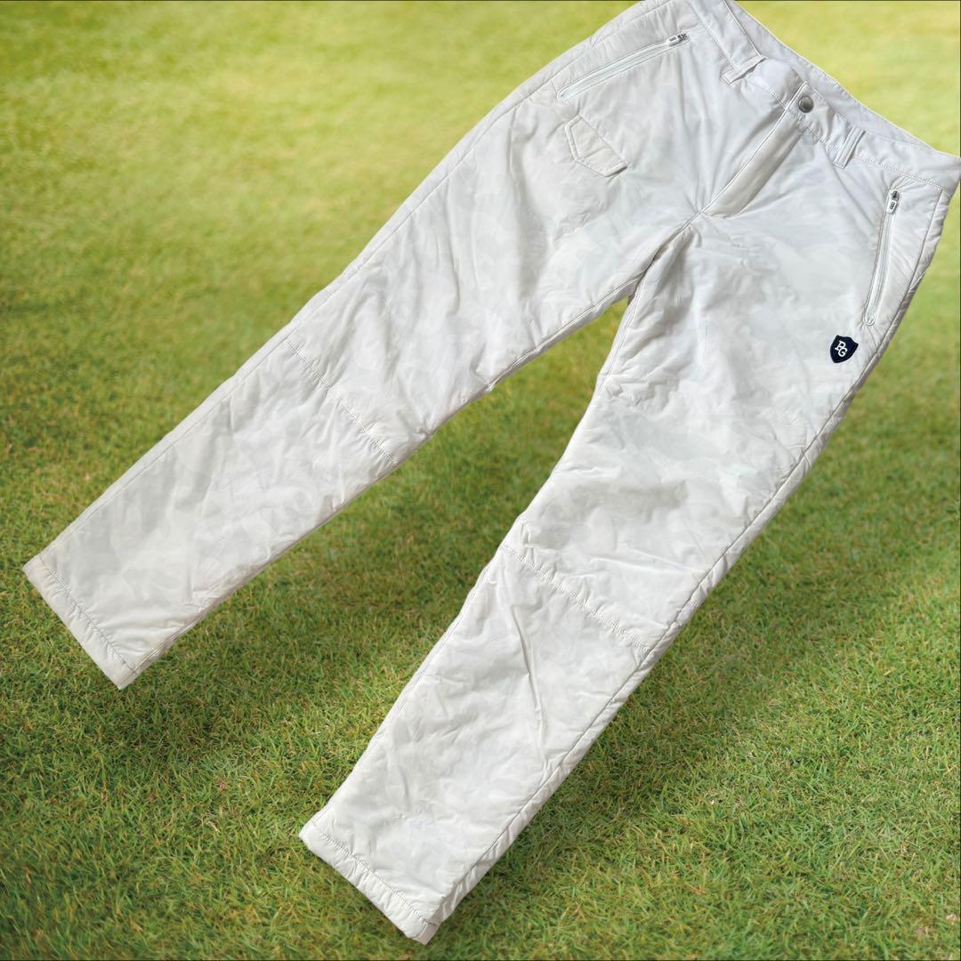 防寒　蓄熱　裏地付き　パーリーゲイツ　パンツ　迷彩　白　M〜L相当　暖パン　4