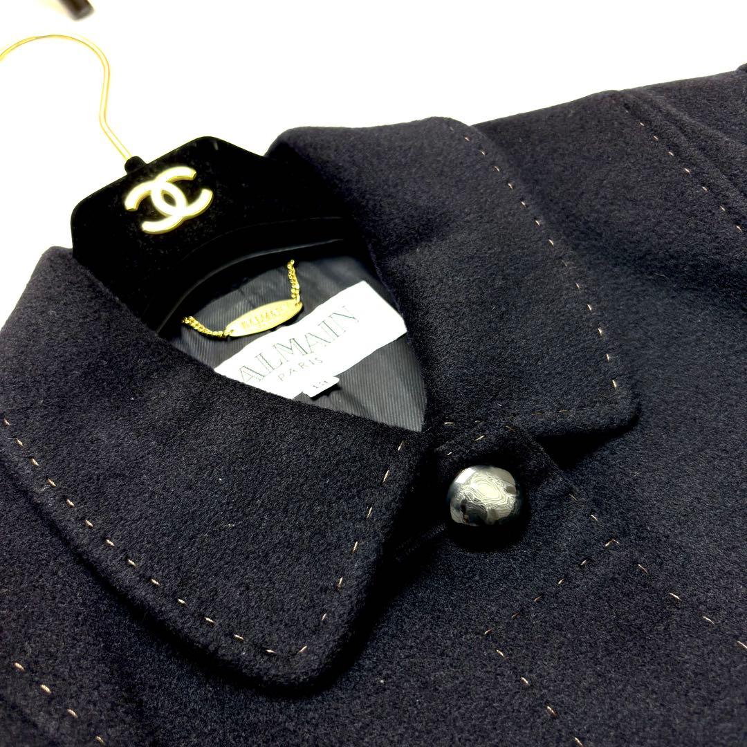 BALMAIN バルマン　カシミヤ100% ピーコート　黒　大きいサイズ