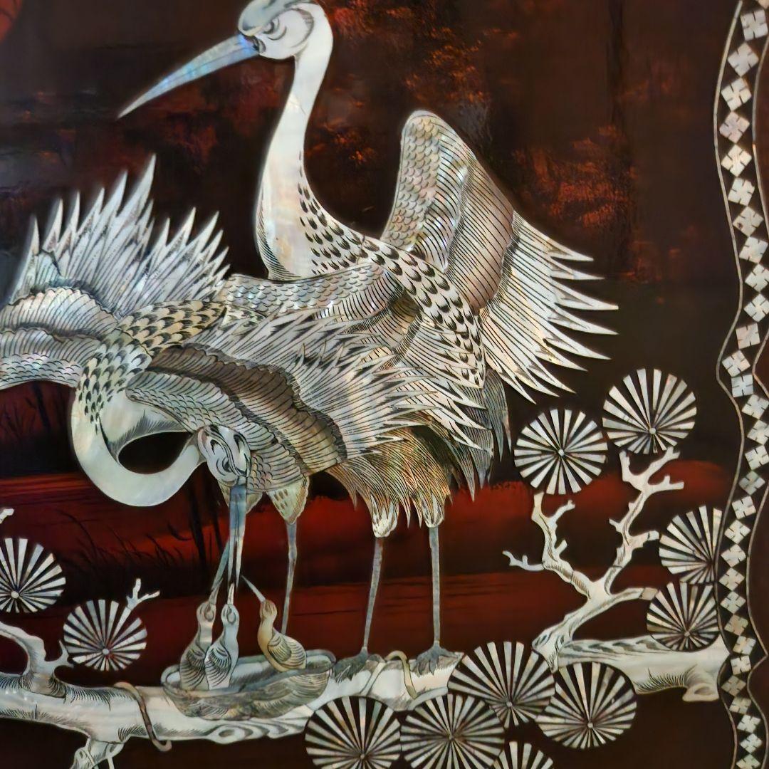 あのん　螺鈿細工 漆器 鶴と松のデザイン