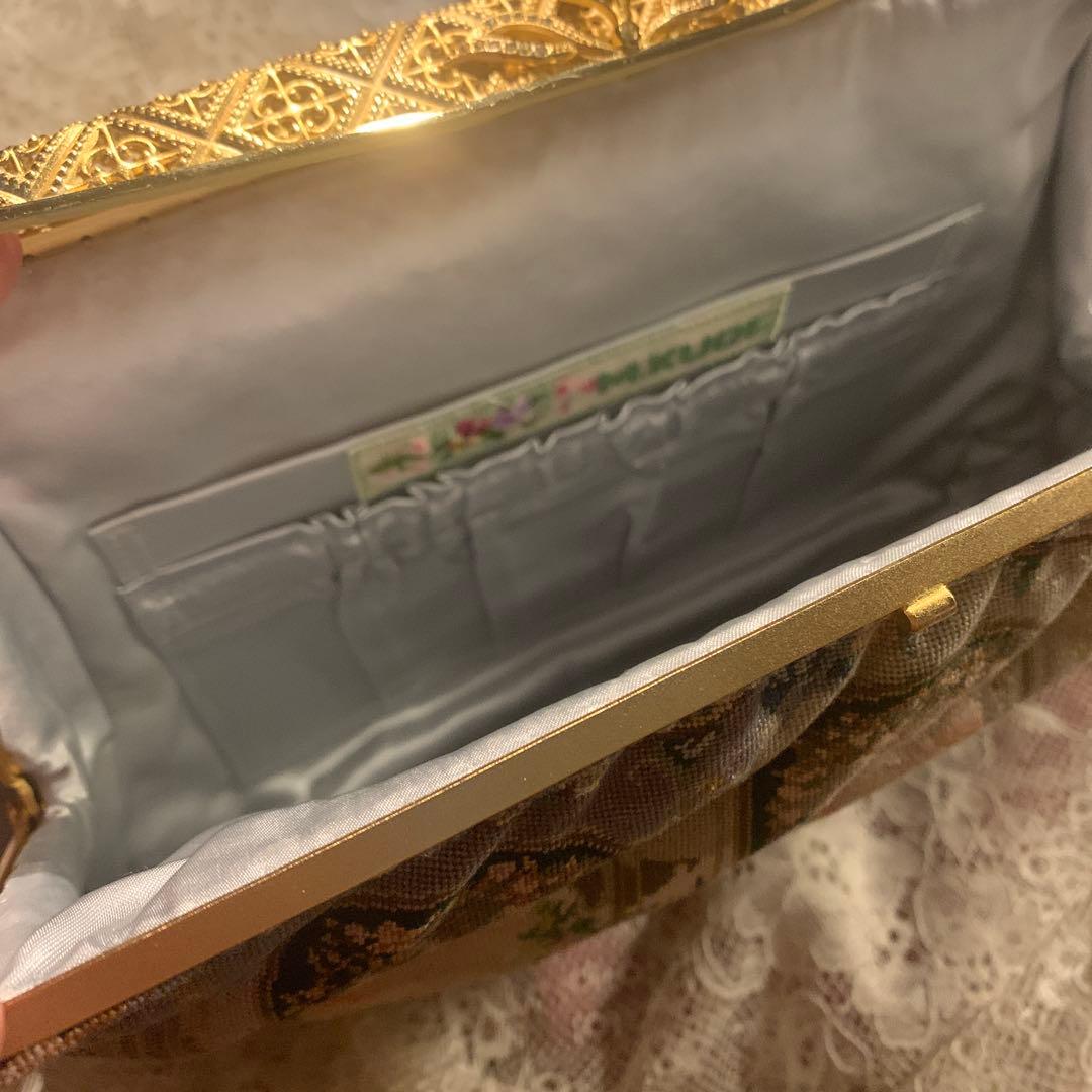 久家道子　プチポワン刺繍　おしゃれ　気品あるパーティーバッグ　新品