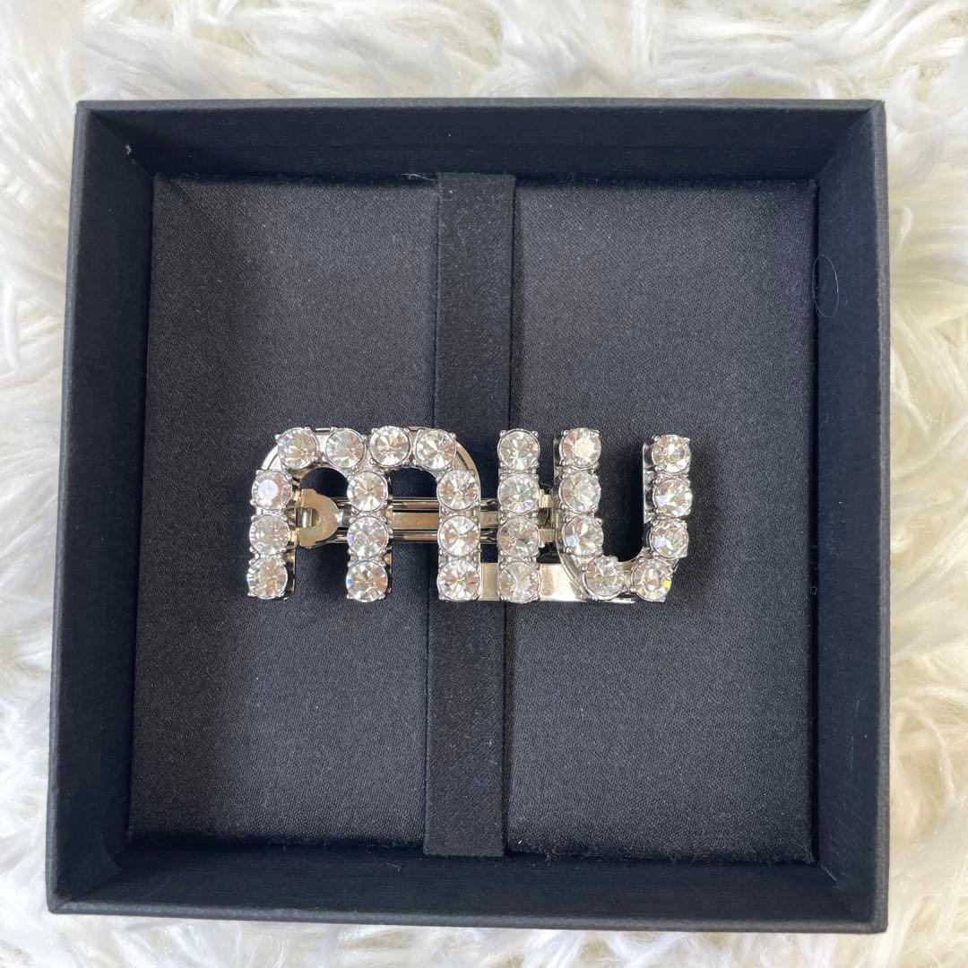 美品　MiuMiu クリスタルヘアクリップ　バレッタ ヘアアクセ　正規品保証