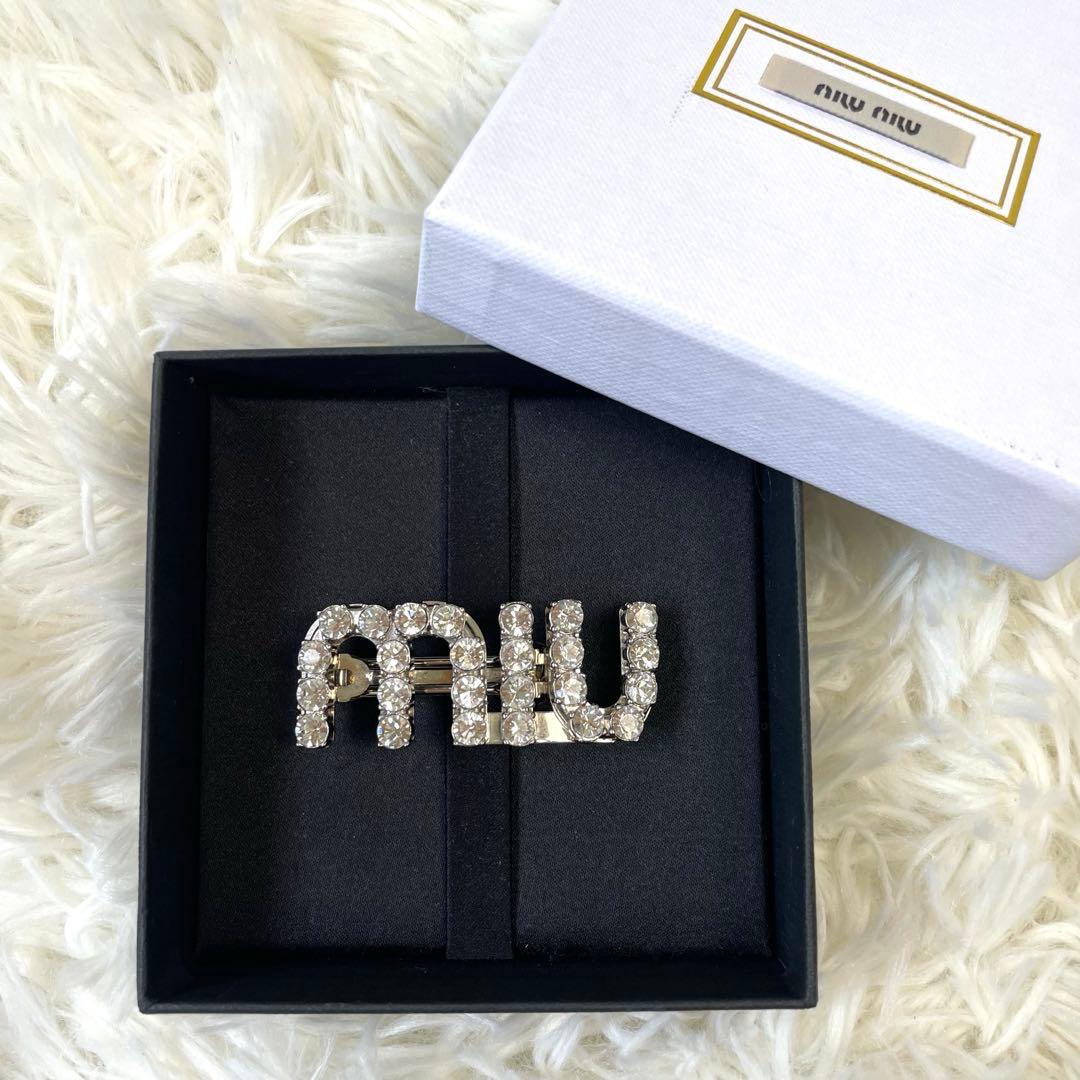美品　MiuMiu クリスタルヘアクリップ　バレッタ ヘアアクセ　正規品保証