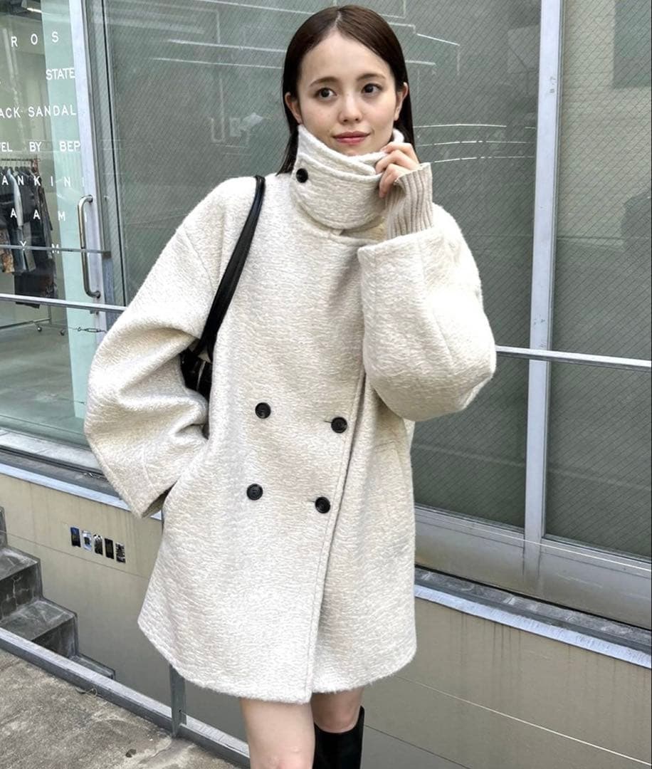 mystic シャギーミドルコート　アイボリー　サイズ2