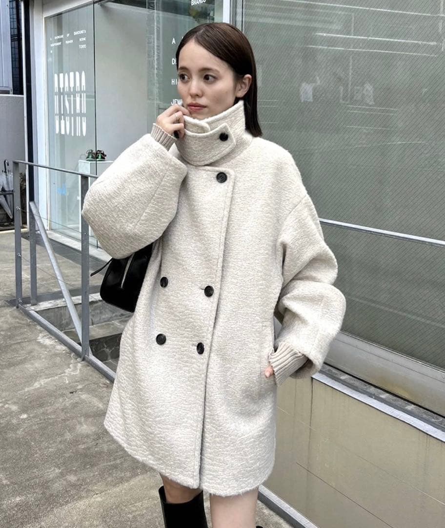 mystic シャギーミドルコート　アイボリー　サイズ2