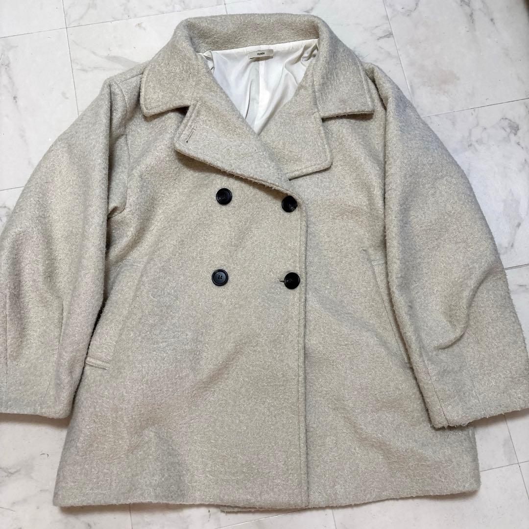 mystic シャギーミドルコート　アイボリー　サイズ2