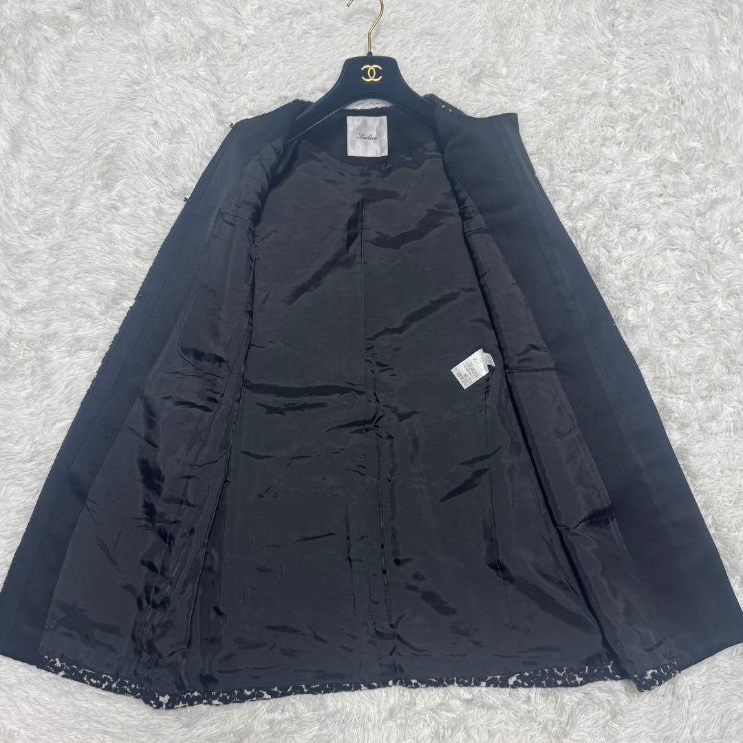 極上美品 Leilian レリアン 織柄ロングベスト 定価7.1