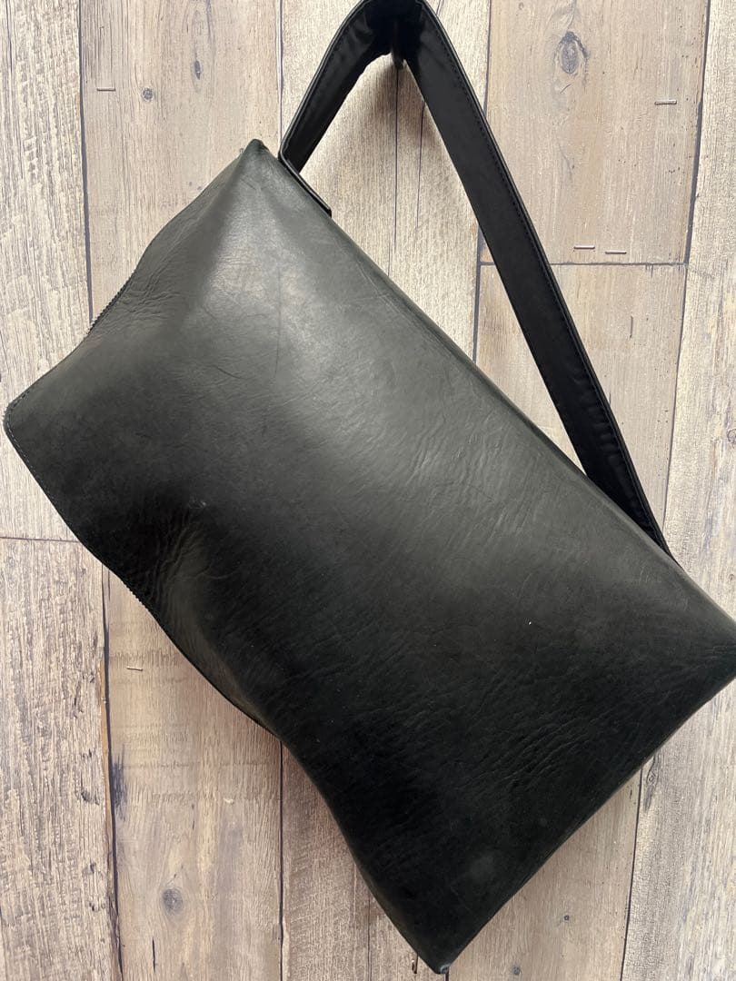 bajra バジュラ　ブラックレザー　ドラムバッグ