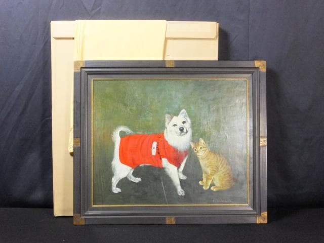 Ichikawa（市川）　直筆サイン『チャコとミニ』油彩 15号 0310O