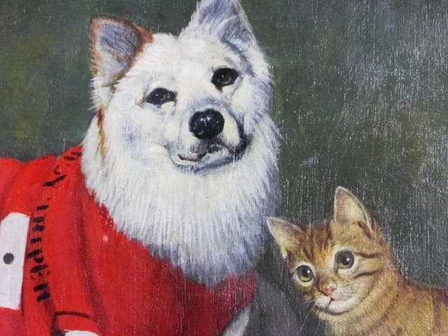 Ichikawa（市川）　直筆サイン『チャコとミニ』油彩 15号 0310O