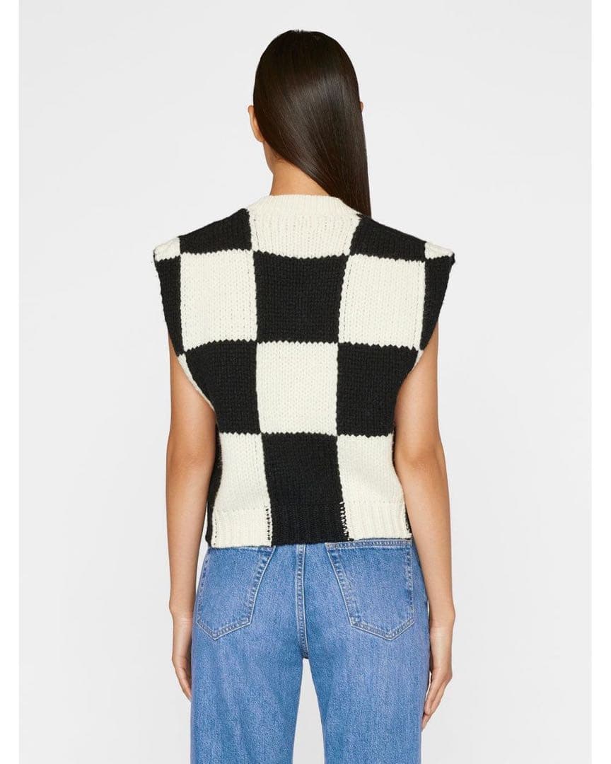 FRAME DENIM 定価6万 市松 チェック ニ　ット ベスト S