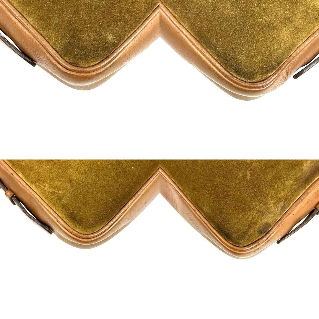 【美品】グッチ　ショルダーバッグ　シェリーライン　スエード　レザー　ブラウン