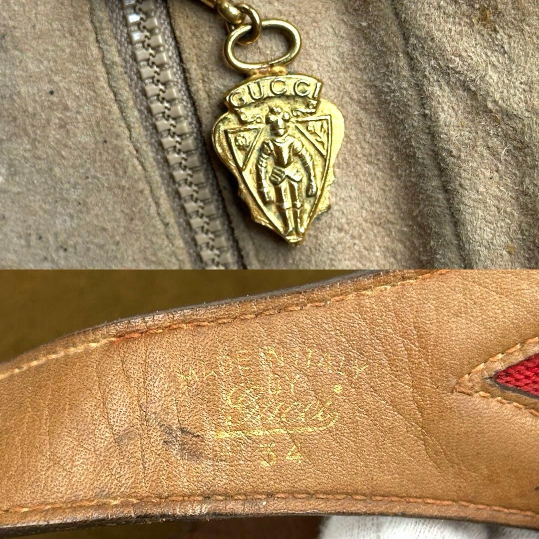 【美品】グッチ　ショルダーバッグ　シェリーライン　スエード　レザー　ブラウン