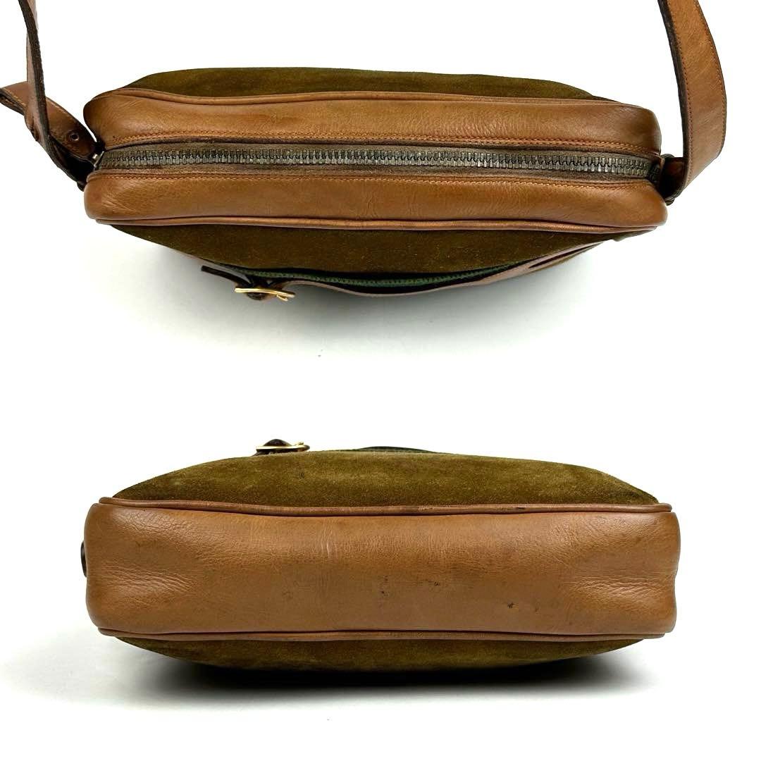 【美品】グッチ　ショルダーバッグ　シェリーライン　スエード　レザー　ブラウン