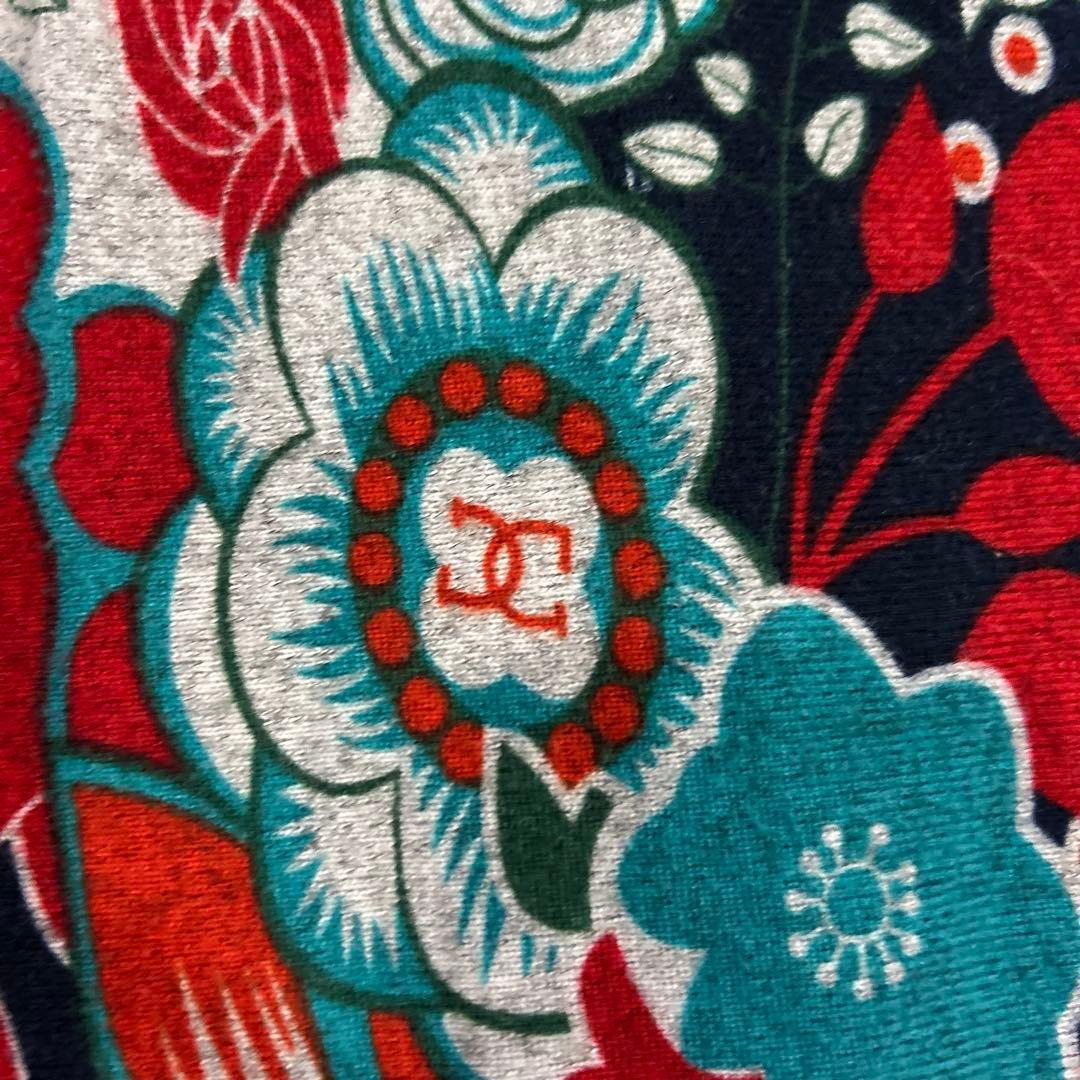 CHANELフラワープリント Vネック ワンピ