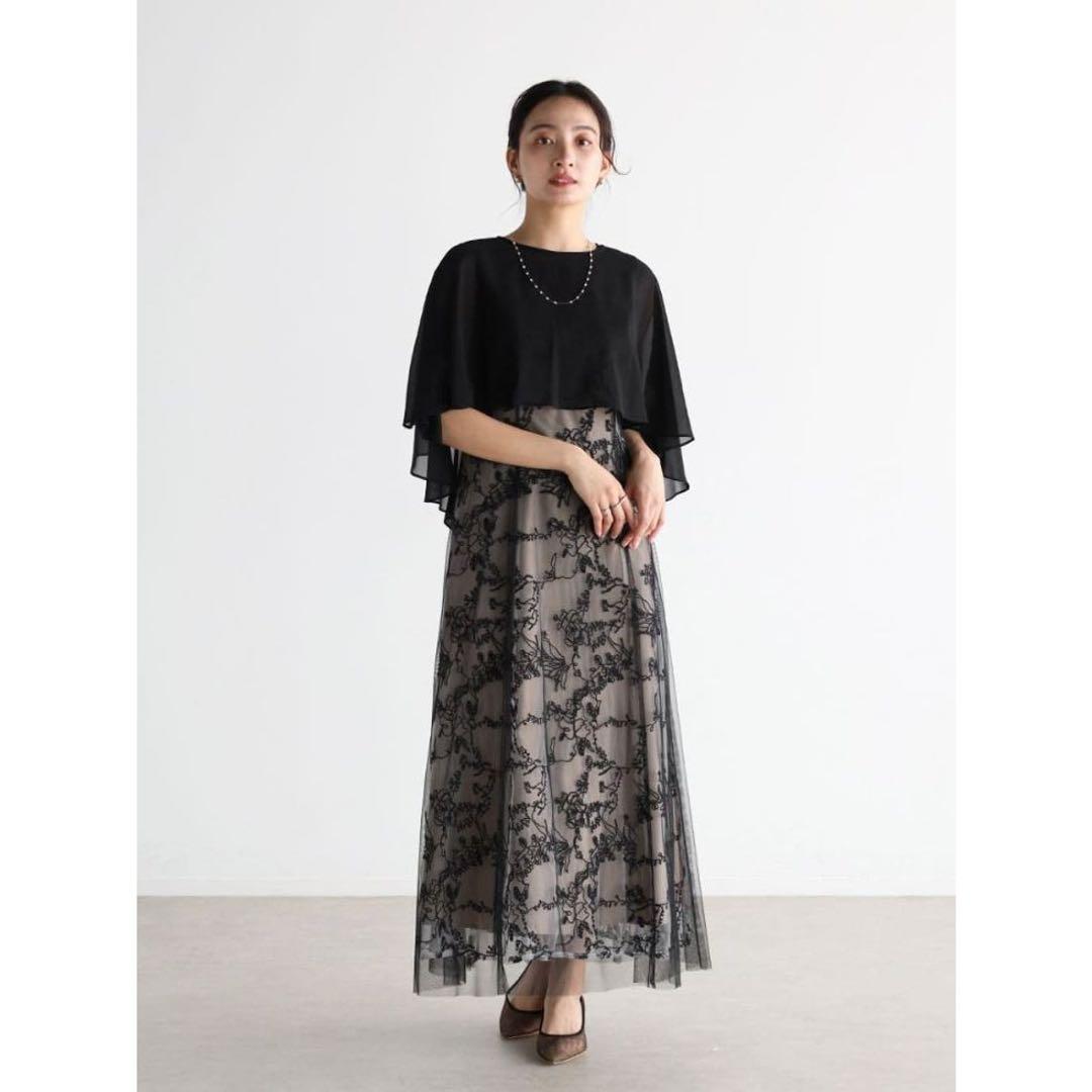 2024年モデル☆Rire Fete フラワーエンブロイダリー ケープ ドレス