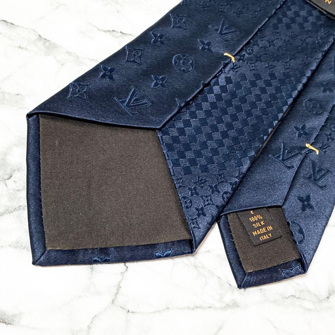 ✨週末で出品終了✨ルイヴィトン　ダミエミックスモノグラム　ネイビー　ネクタイ