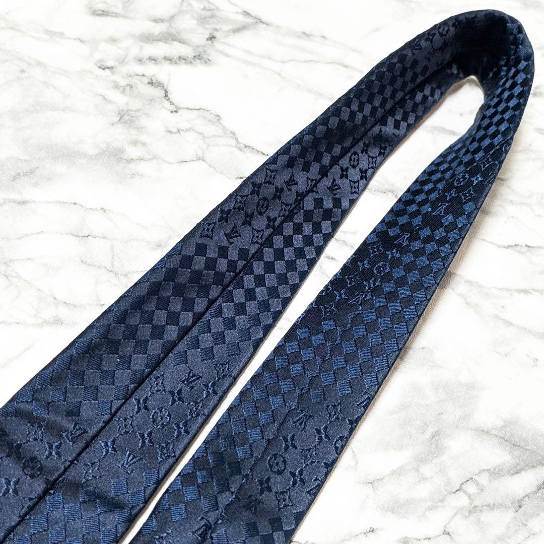✨週末で出品終了✨ルイヴィトン　ダミエミックスモノグラム　ネイビー　ネクタイ