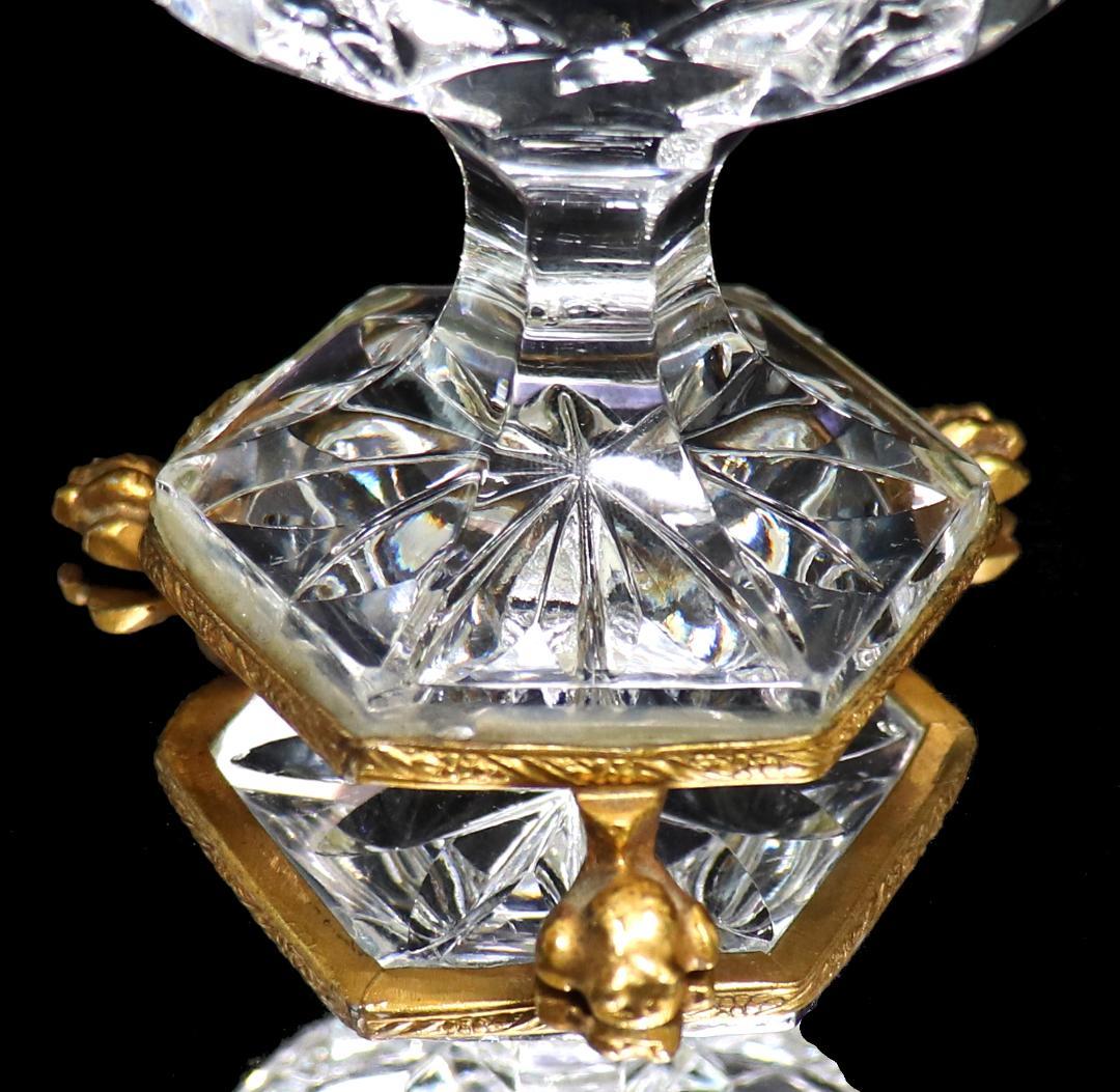 オールド・バカラ 1880年頃 ブロンズ装飾耳付獅子脚花瓶 小物入れディアマン