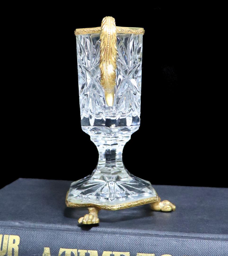 オールド・バカラ 1880年頃 ブロンズ装飾耳付獅子脚花瓶 小物入れディアマン