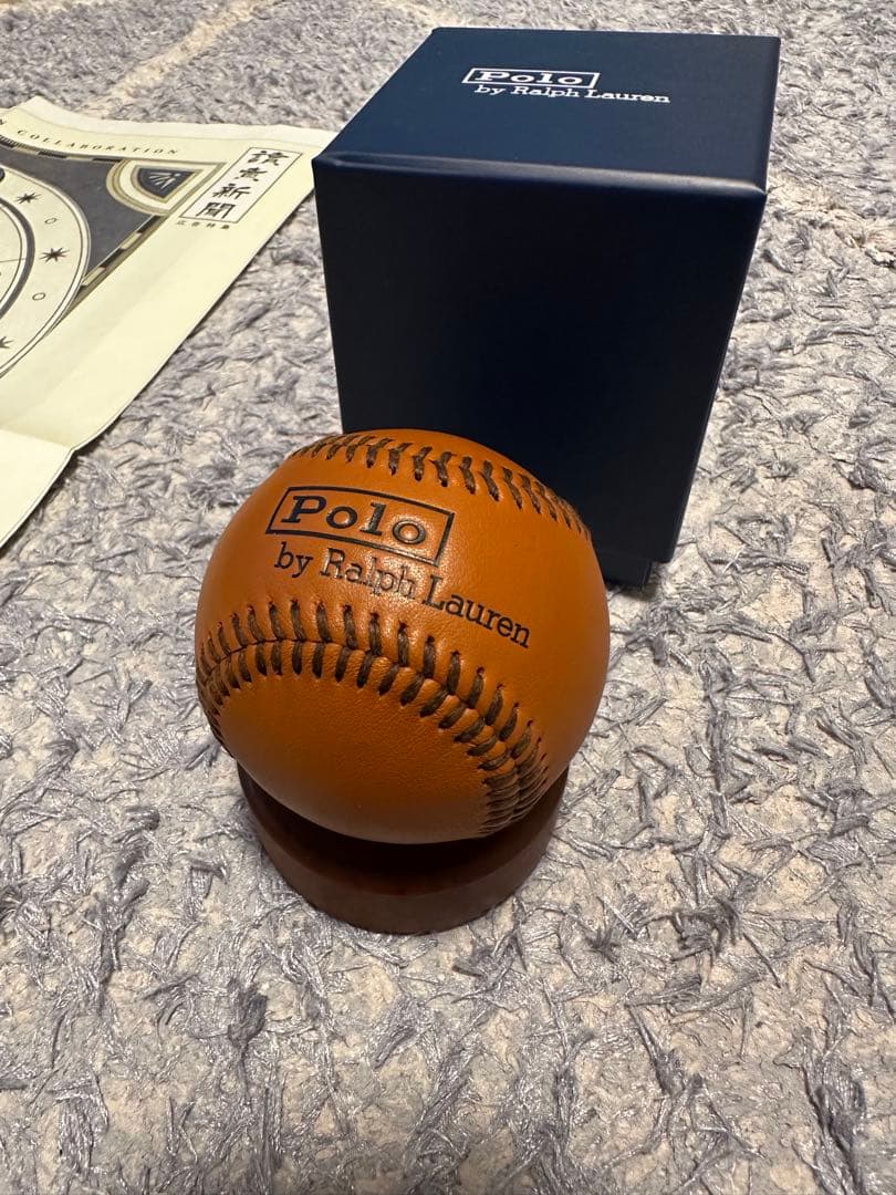 【非売品•新品】ラルフローレンMLBコラボ記念レザーボール、ステッカー、新聞
