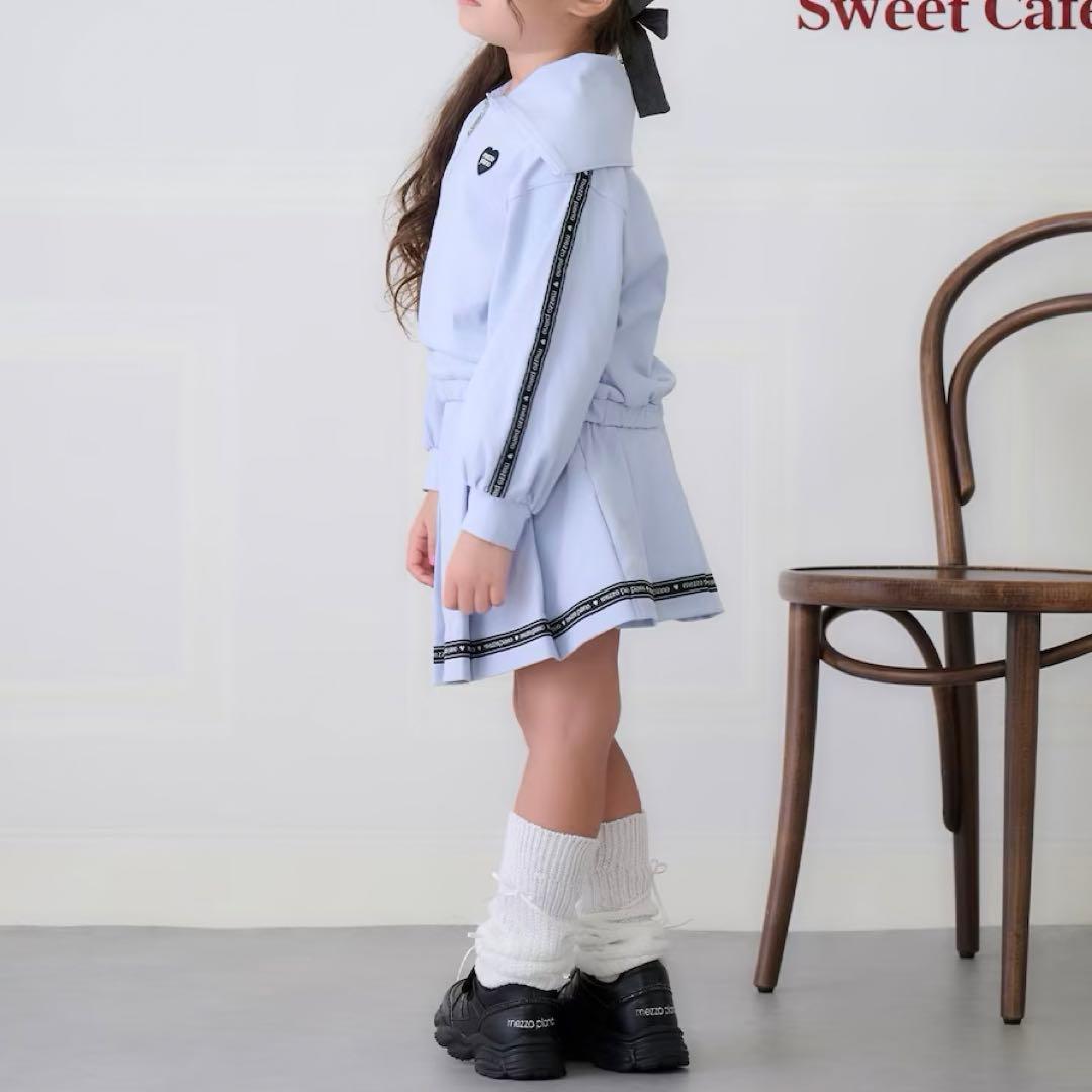 メゾピアノ新品新作タグ付きセーラーハーフZIP　ロゴラインスカパン　セット140