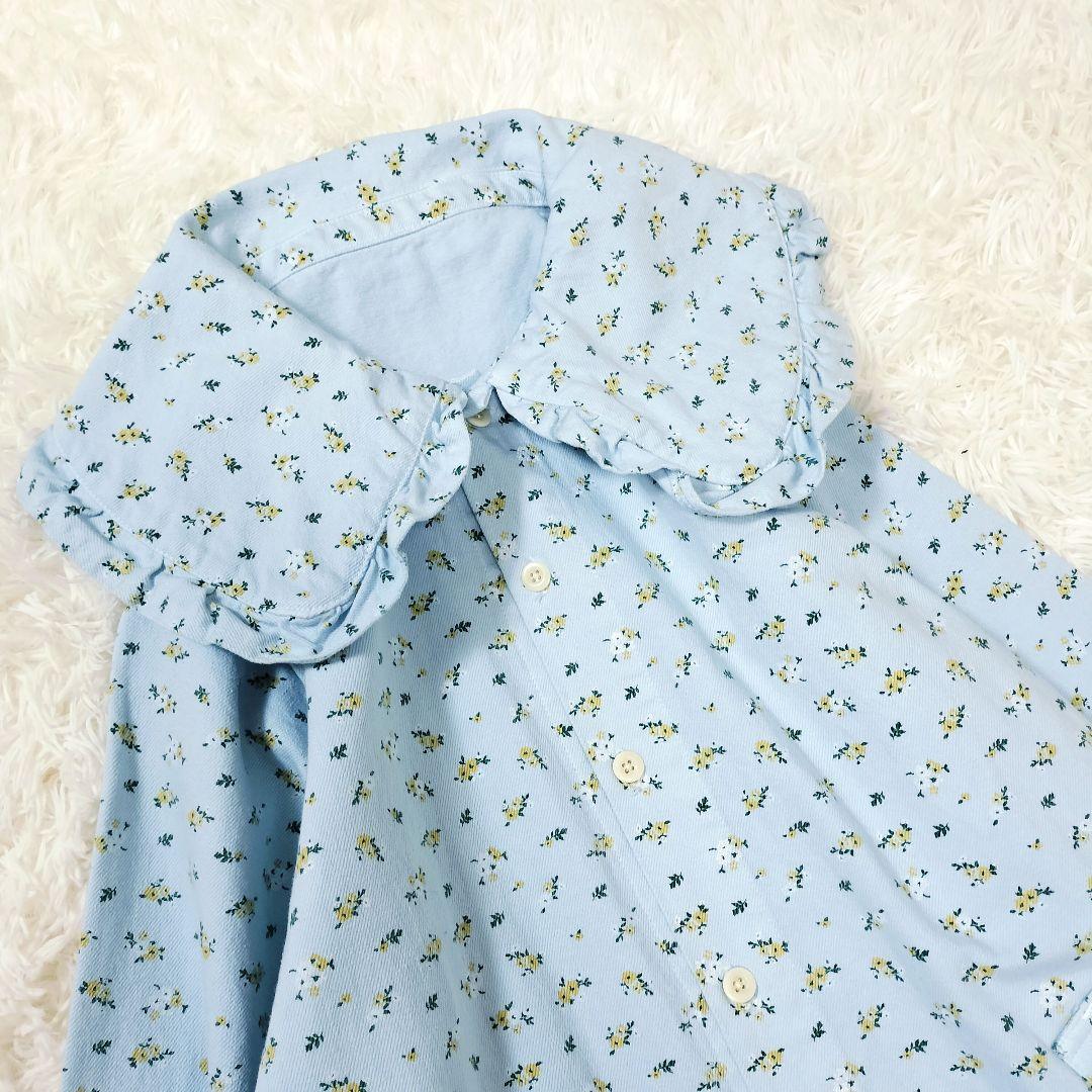 リトルサニーバイト フラワー プリント ロング デニム ジャケット ブルー M