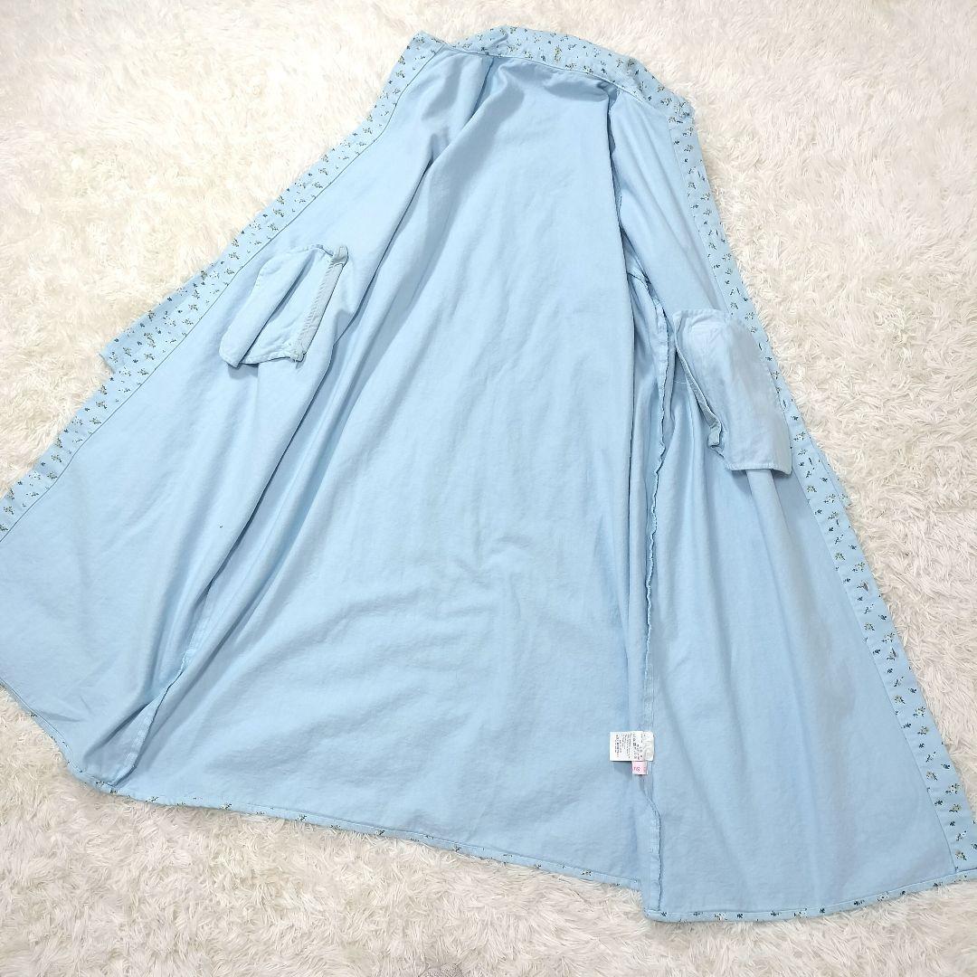 リトルサニーバイト フラワー プリント ロング デニム ジャケット ブルー M