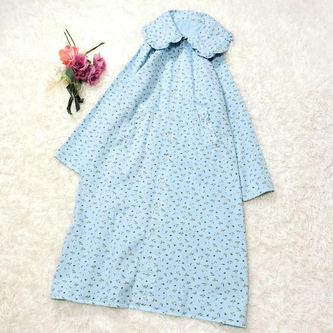 リトルサニーバイト フラワー プリント ロング デニム ジャケット ブルー M