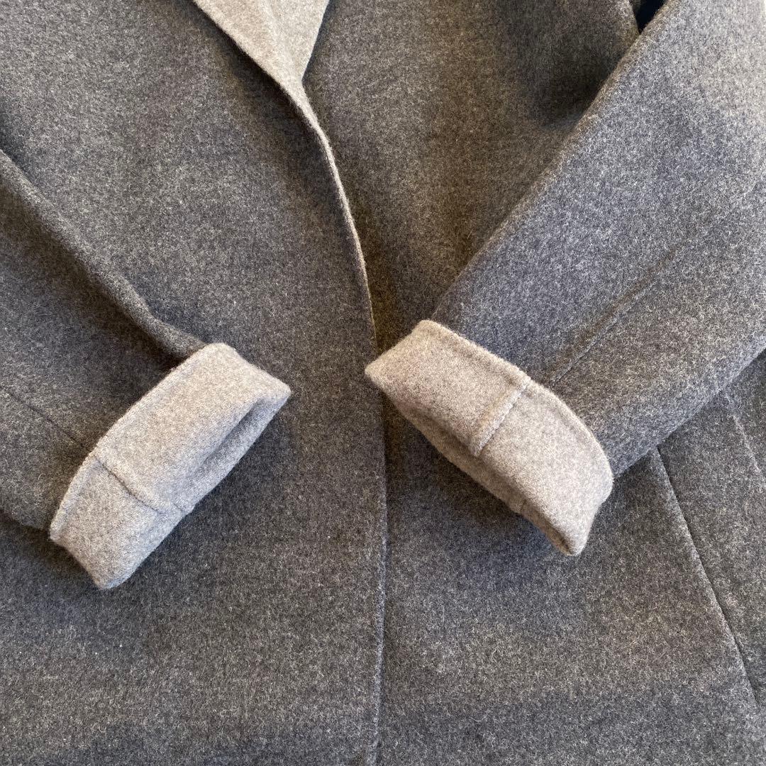 美品 近年 ヒロココシノ HIROKO KOSHINO ウール リバーコート