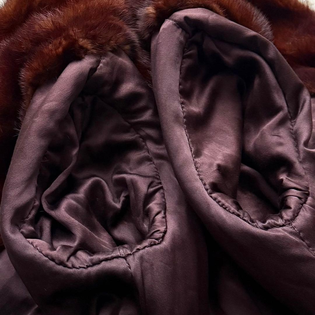 本毛皮 ウィーゼル リアルファーコート 毛皮 レディース ブラウン