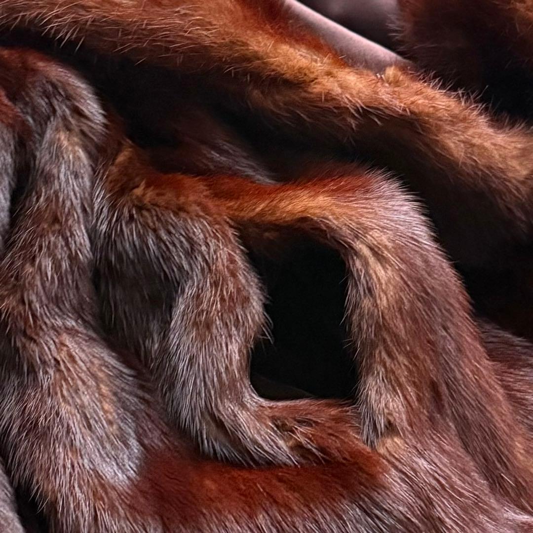 本毛皮 ウィーゼル リアルファーコート 毛皮 レディース ブラウン