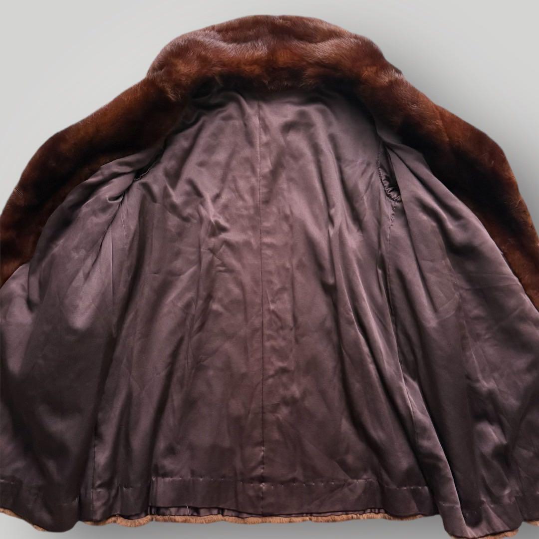 本毛皮 ウィーゼル リアルファーコート 毛皮 レディース ブラウン