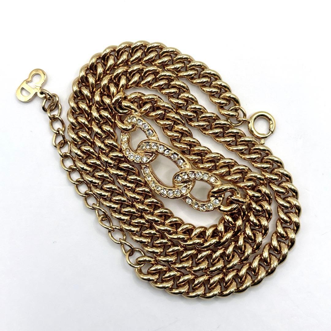 【極美品】 DIOR オールドディオール チェーン ネックレス ラインストーン