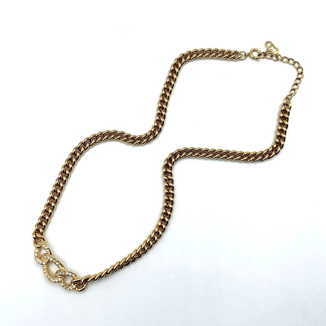 【極美品】 DIOR オールドディオール チェーン ネックレス ラインストーン