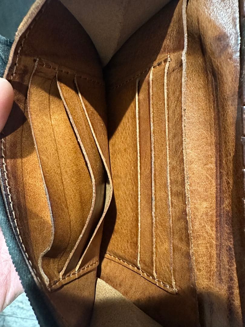 イタリアンダブルショルダーアンティーク加工ウォレット