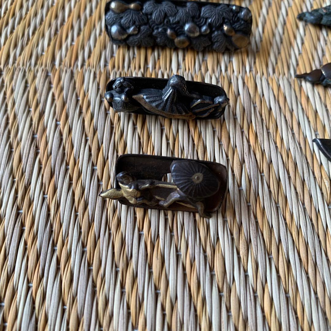 前金具 目貫 金工 人物 にわとり 9点