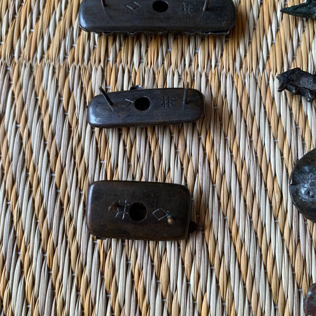 前金具 目貫 金工 人物 にわとり 9点