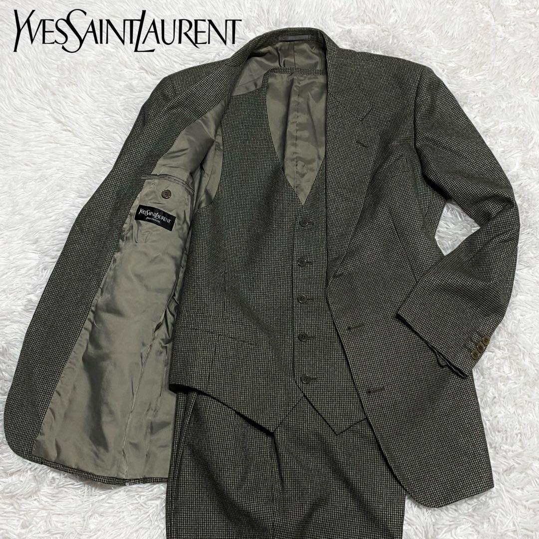 イヴサンローラン・スーツセットアップ・スリーピース・3ボタン・グリーン・M相当