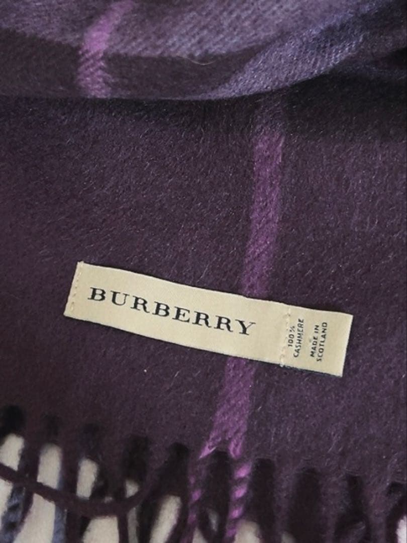 バーバリー　BURBERRY マフラー　カシミヤ100% チェック　紫