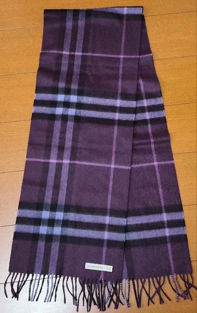 バーバリー　BURBERRY マフラー　カシミヤ100% チェック　紫