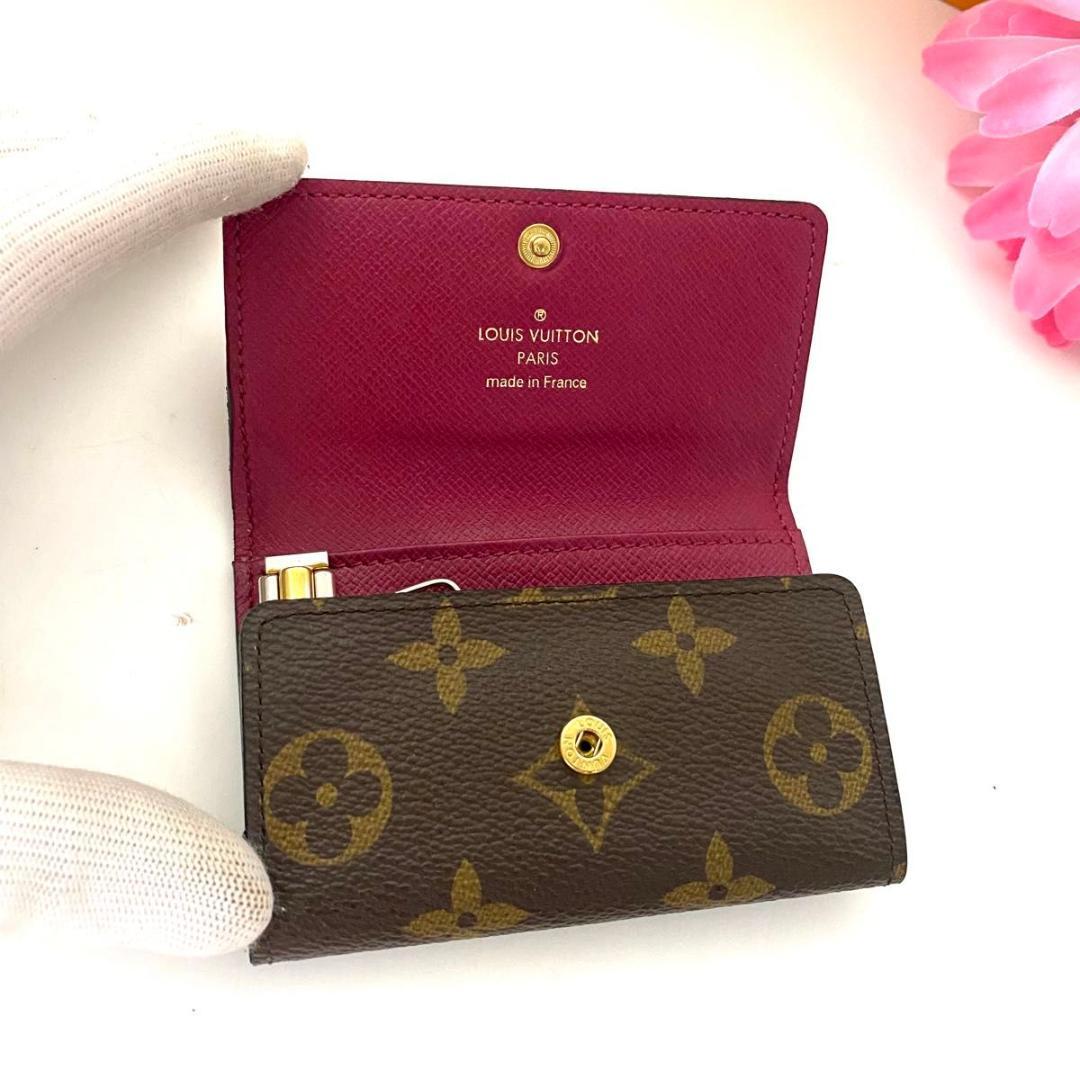 ルイ ヴィトン◎ミュルティクレ6 モノグラム フューシャ キーケース ピンク 茶