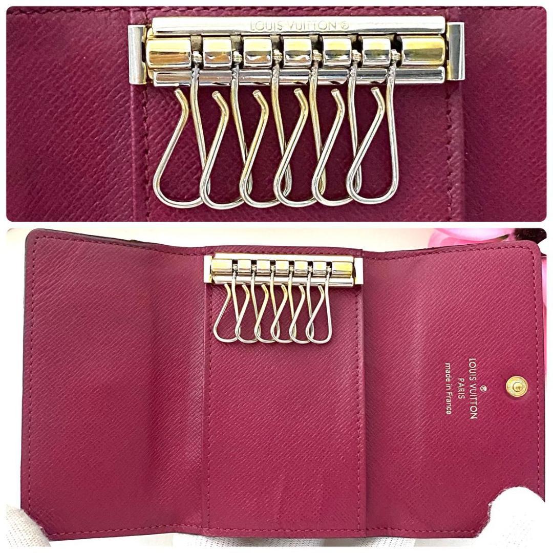 ルイ ヴィトン◎ミュルティクレ6 モノグラム フューシャ キーケース ピンク 茶