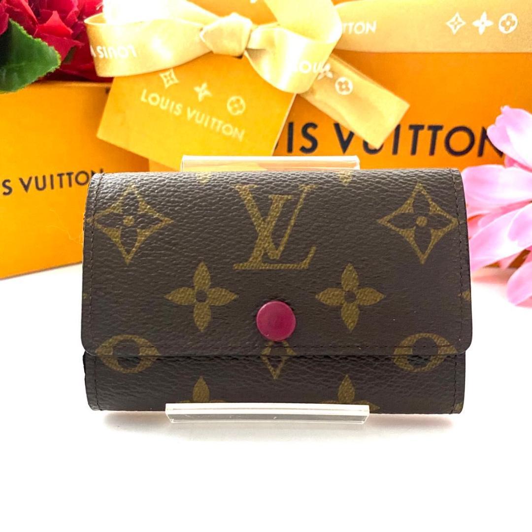 ルイ ヴィトン◎ミュルティクレ6 モノグラム フューシャ キーケース ピンク 茶