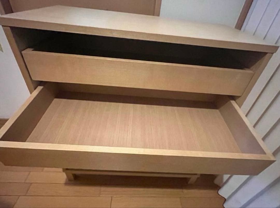 組み合わせて使える木製収納・ロータイプ 引出 2段 奥行４０ｃｍ