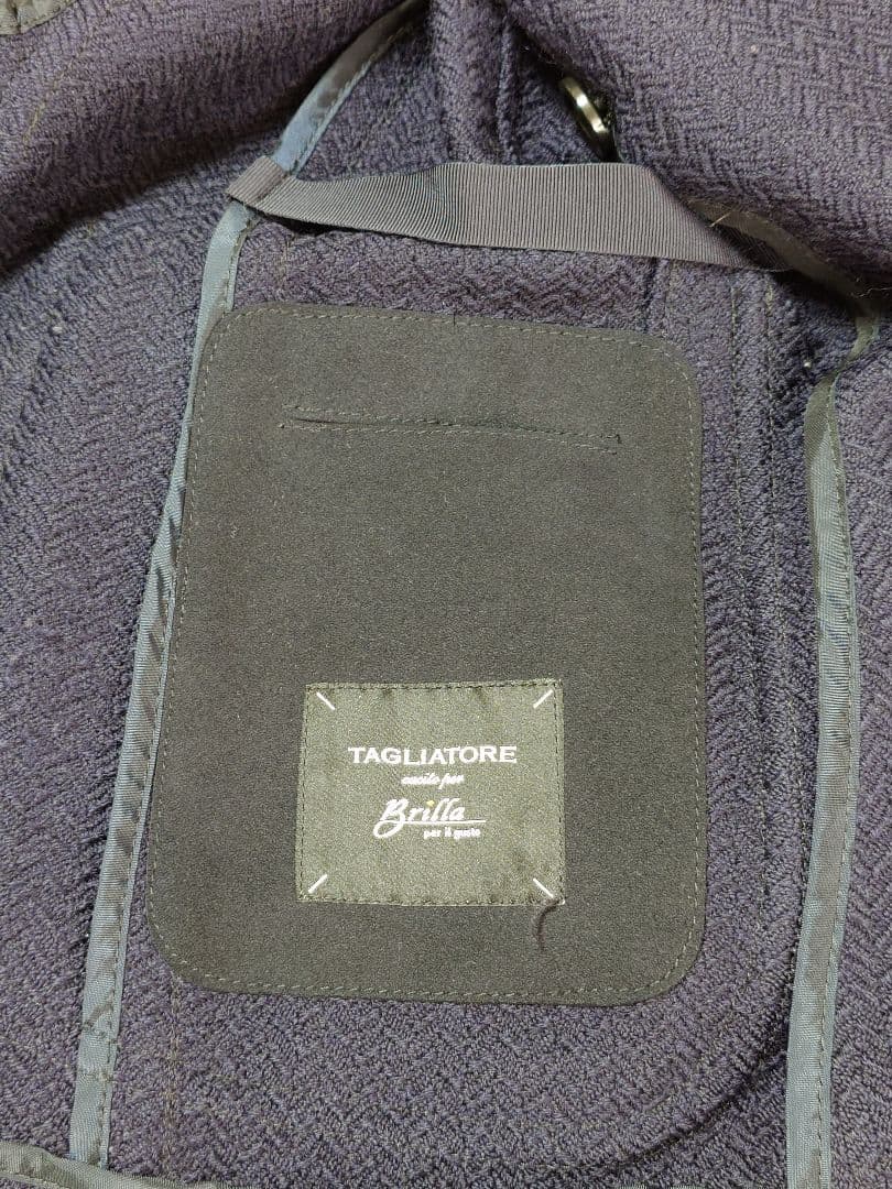 TAGLIATORE ネイビーヘリンボーン ダブルブレスト ジャケット 42