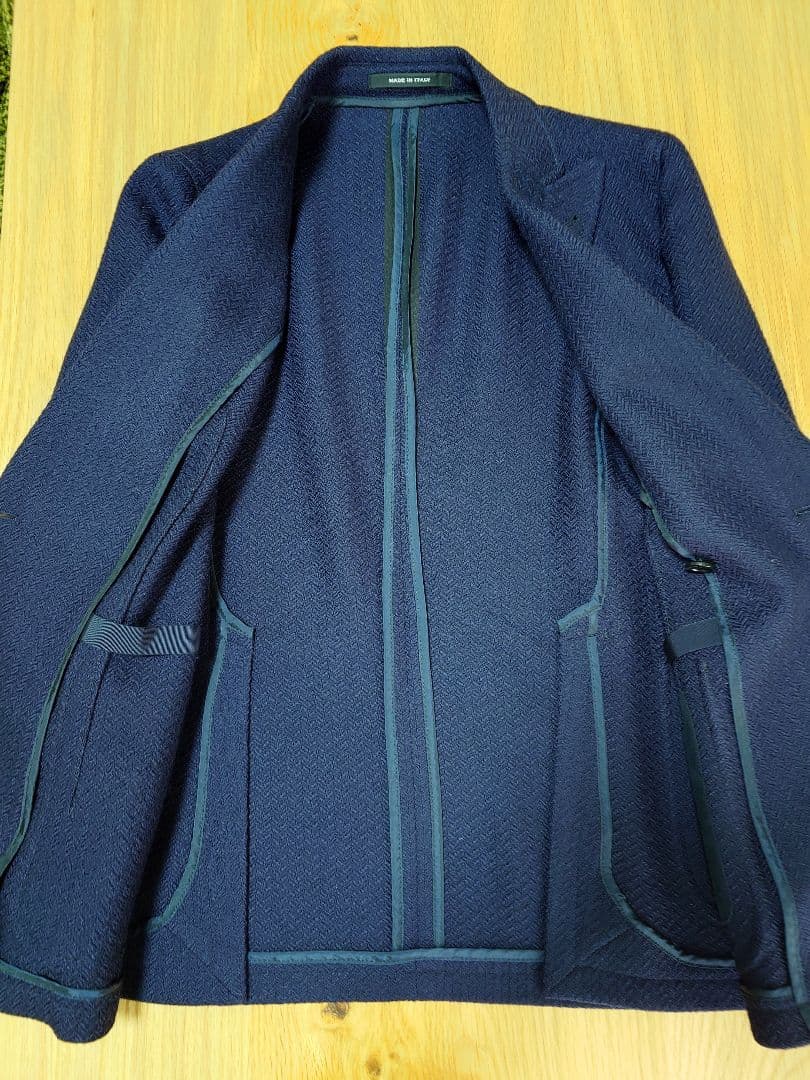 TAGLIATORE ネイビーヘリンボーン ダブルブレスト ジャケット 42