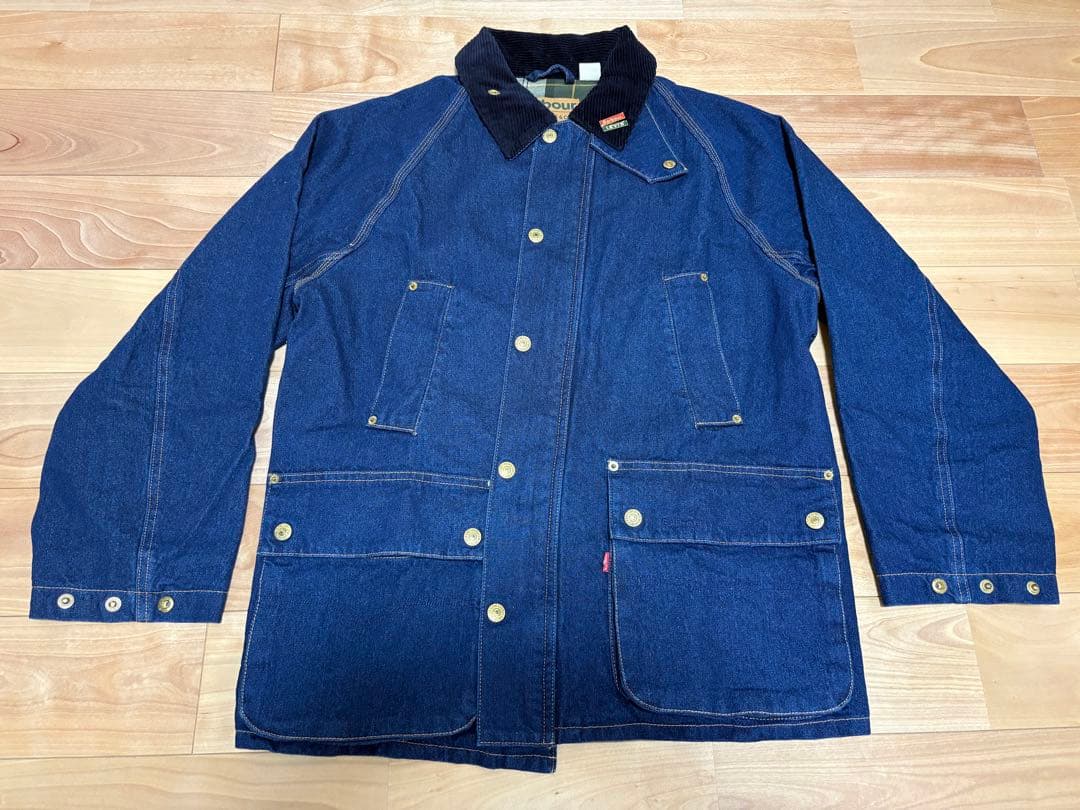 Barbour × Levis ネイビー デニム カバーオールS